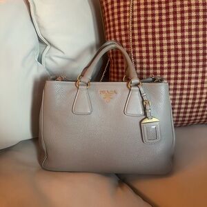 Prada Taupe Two Way Leather Handbag